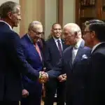 Injured Chuck Schumer Greets King Charles, Takes Veiled Swipe at Trump's Leadership